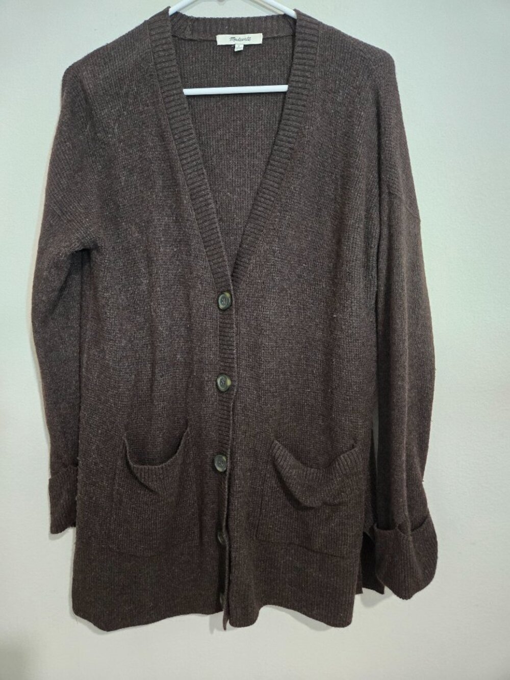 Madewell Asherton Waffle Cardigan Sweater in textured Brown size Small
